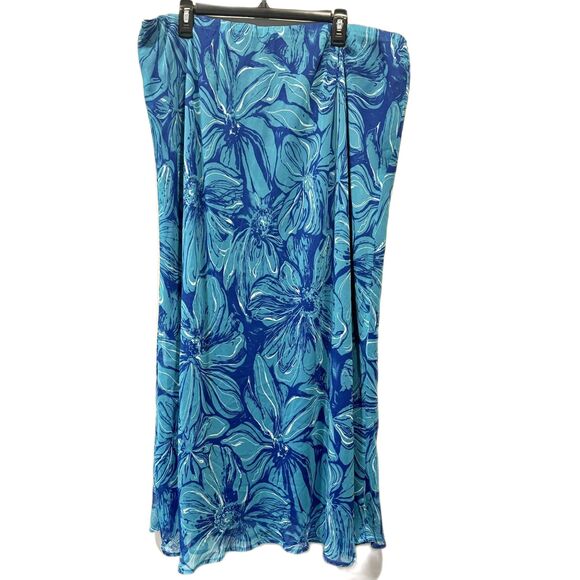 Cato Maxi Skirt Flowy Blue Office Career Boho Modest Tropical Womens sz 22/24W - Picture 2 of 9